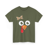 Turkey Face Girl Turkey T-Shirt - Military Green