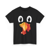 Turkey Face Kids Thanksgiving T-Shirt - Black