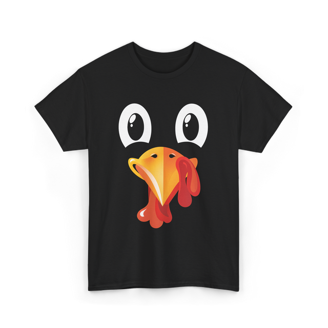 Turkey Face Kids Thanksgiving T-Shirt - Black