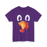 Turkey Face Kids Thanksgiving T-Shirt - Purple