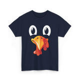 Turkey Face Kids Thanksgiving T-Shirt - Navy