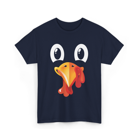 Turkey Face Kids Thanksgiving T-Shirt - Navy