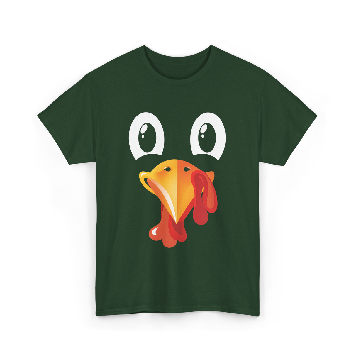 Turkey Face Kids Thanksgiving T-Shirt - Forest Green