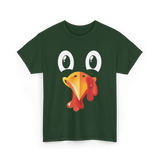 Turkey Face Kids Thanksgiving T-Shirt - Forest Green