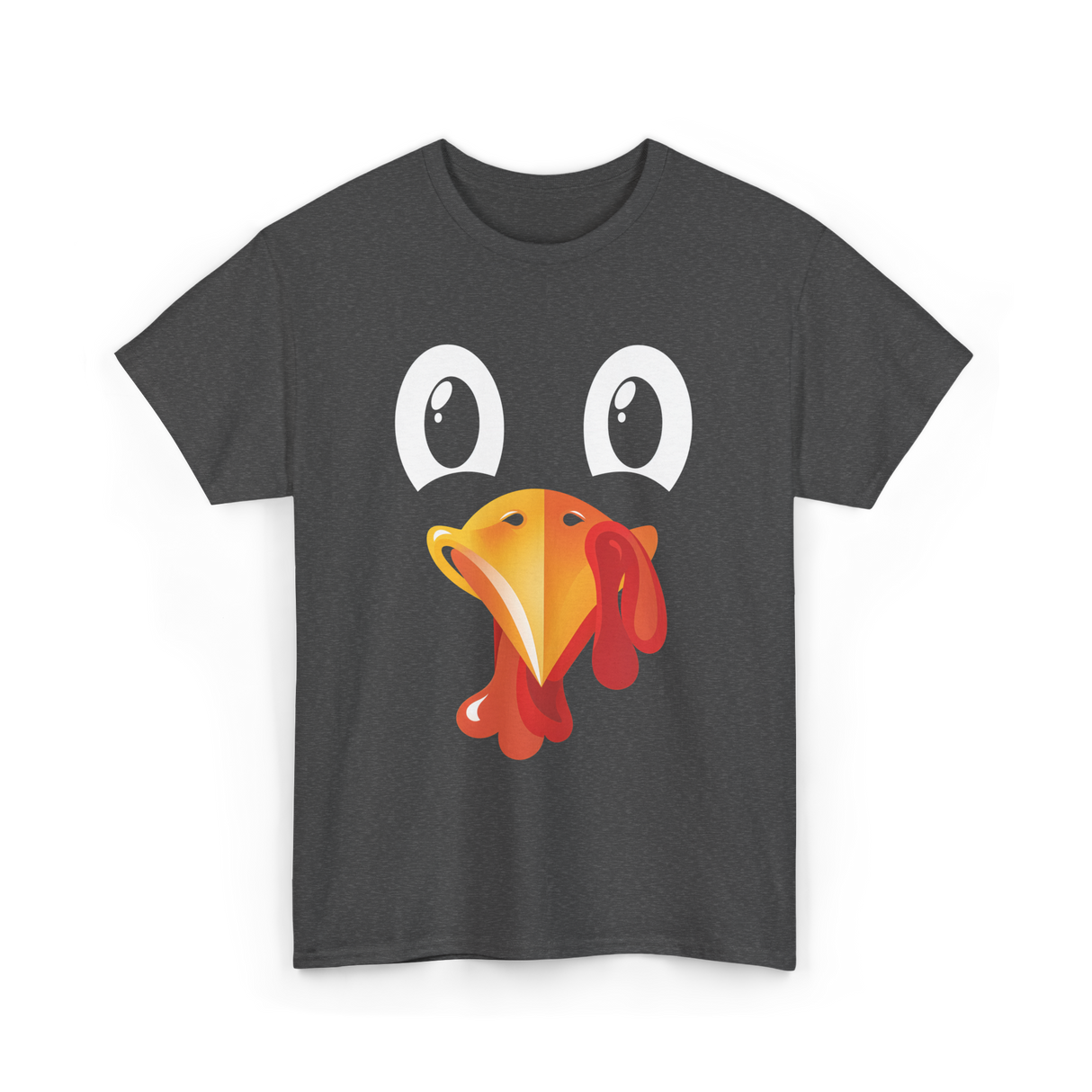 Turkey Face Kids Thanksgiving T-Shirt - Dark Heather