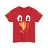 Turkey Face Kids Thanksgiving T-Shirt - Red