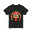 Turkey Face Leopard Print Thanksgiving T-Shirt - Black