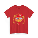 Turkey Face Leopard Print Thanksgiving T-Shirt - Red