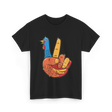 Turkey Peace Sign Thanksgiving Turkey T-Shirt - Black