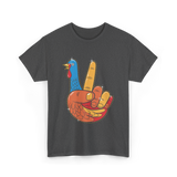 Turkey Peace Sign Thanksgiving Turkey T-Shirt - Dark Heather