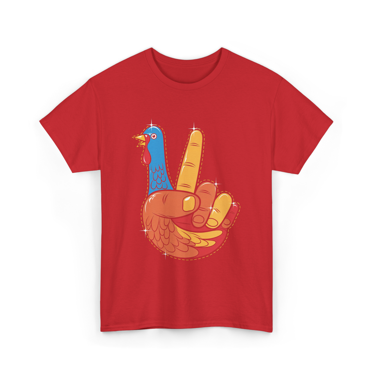 Turkey Peace Sign Thanksgiving Turkey T-Shirt - Red