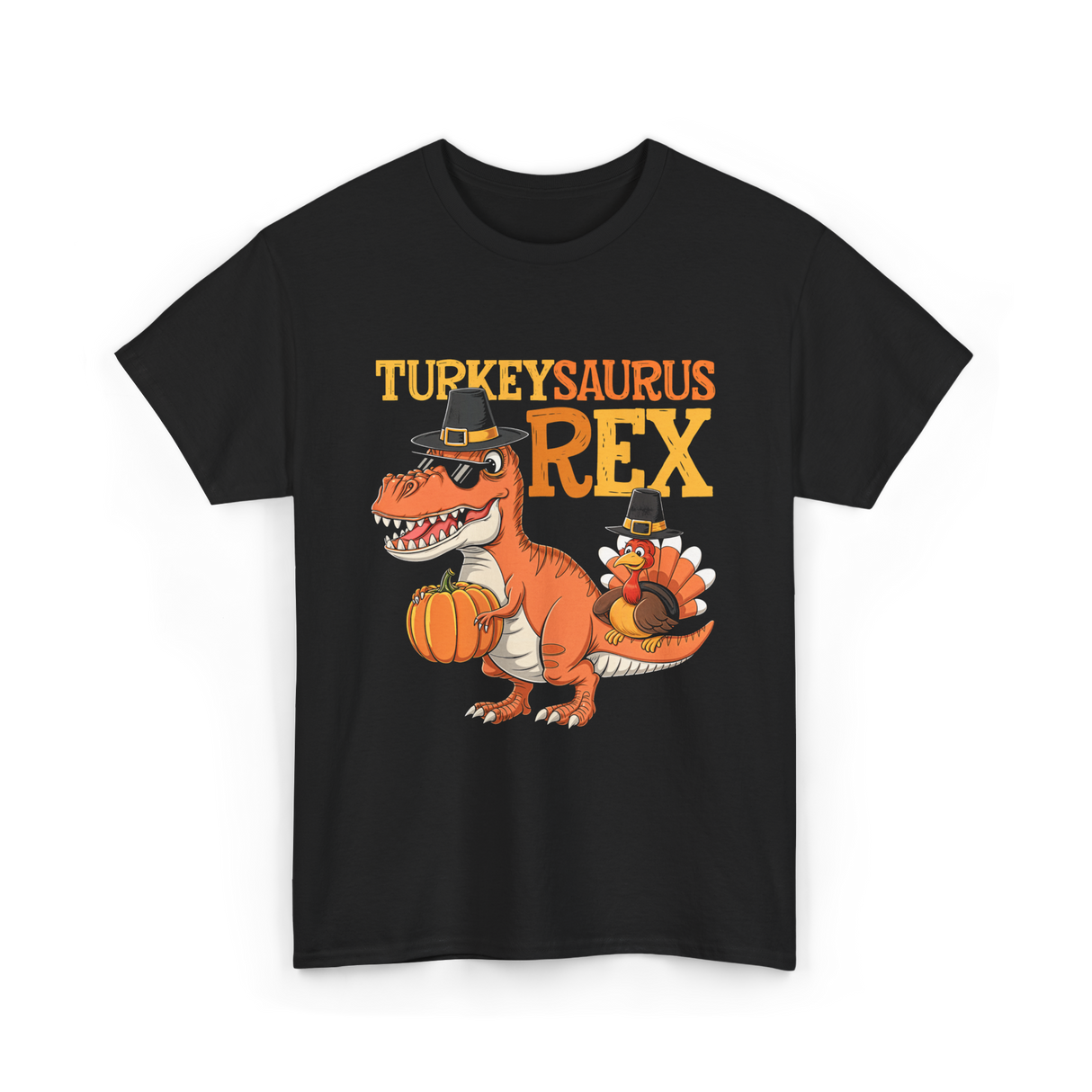 Turkeysaurus Rex Turkey Dino T-Shirt - Black