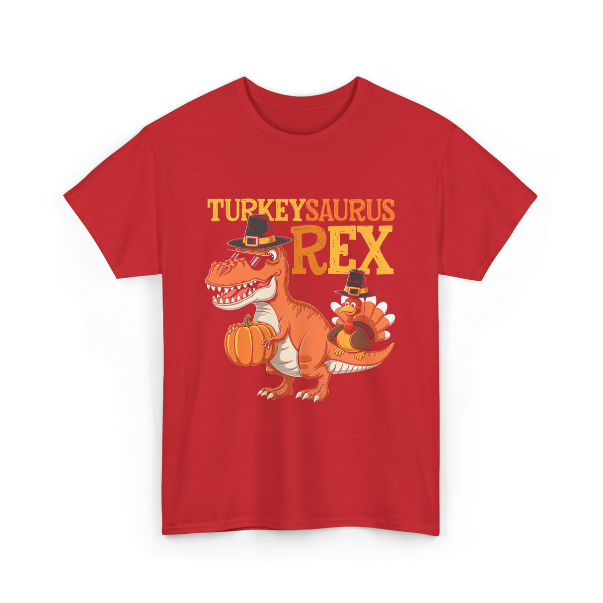 Turkeysaurus Rex Turkey Dino T-Shirt - Red