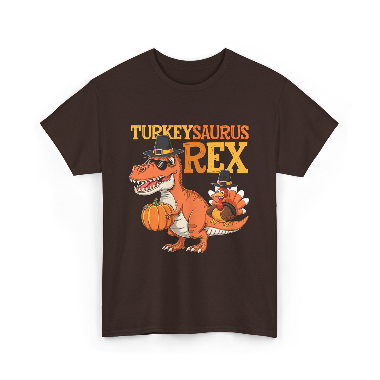 Turkeysaurus Rex Turkey Dino T-Shirt - Dark Chocolate