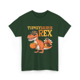 Turkeysaurus Rex Turkey Dino T-Shirt - Forest Green