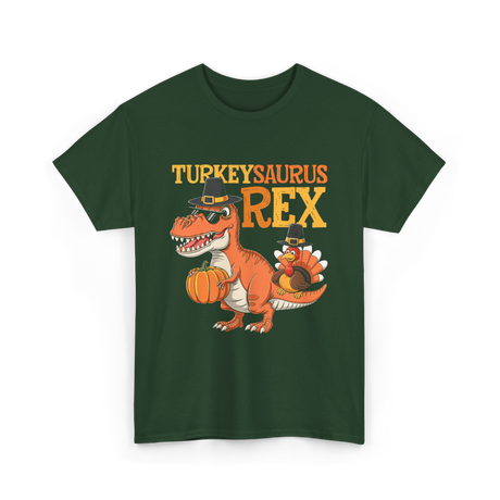 Turkeysaurus Rex Turkey Dino T-Shirt - Forest Green