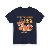 Turkeysaurus Rex Turkey Dino T-Shirt - Navy