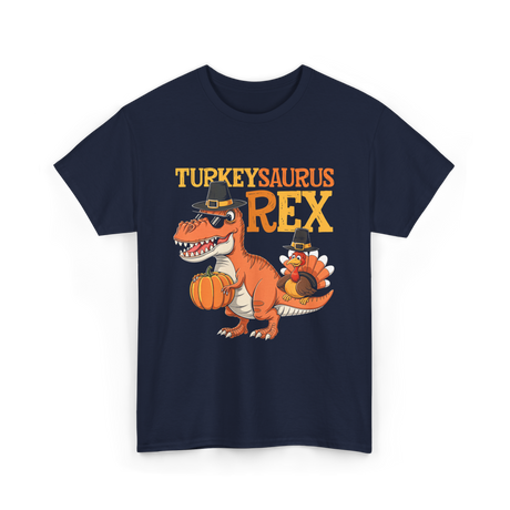 Turkeysaurus Rex Turkey Dino T-Shirt - Navy