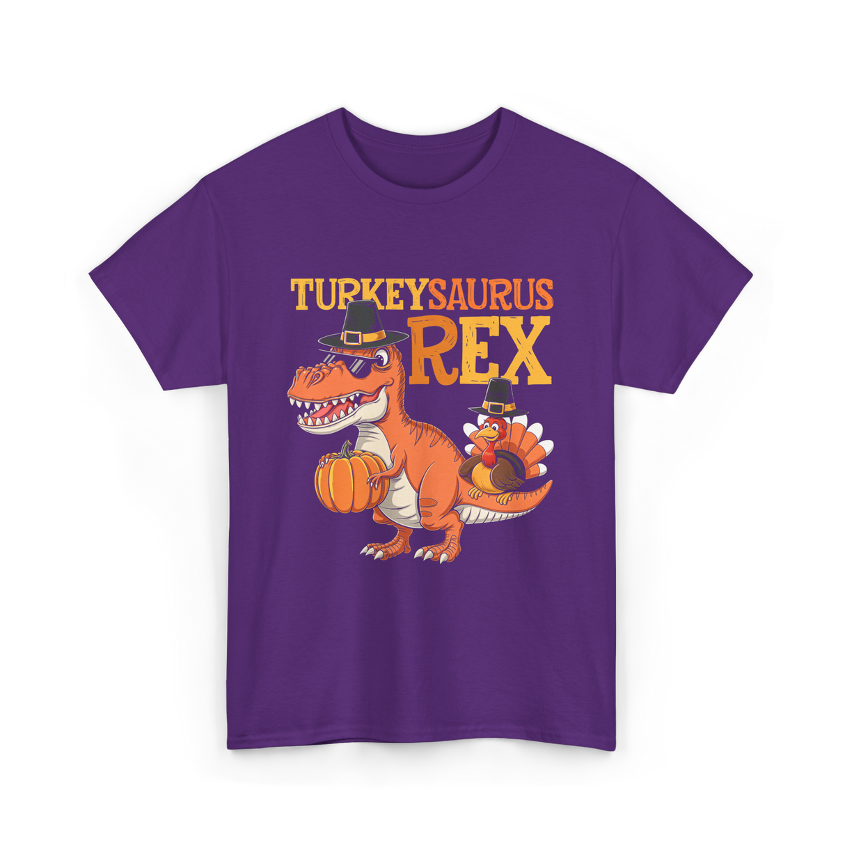 Turkeysaurus Rex Turkey Dino T-Shirt - Purple