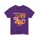 Turkeysaurus Rex Turkey Dino T-Shirt - Purple