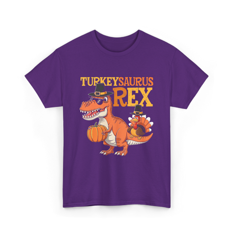 Turkeysaurus Rex Turkey Dino T-Shirt - Purple