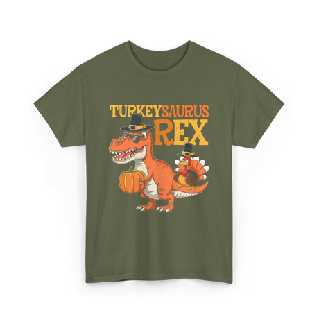 Turkeysaurus Rex Turkey Dino T-Shirt - Military Green