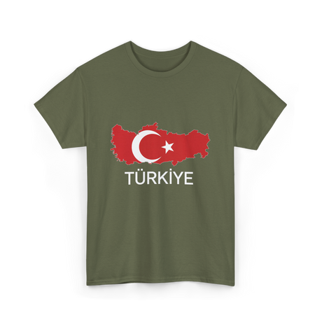 Türkiye Turkey Map National Pride T-Shirt - Military Green