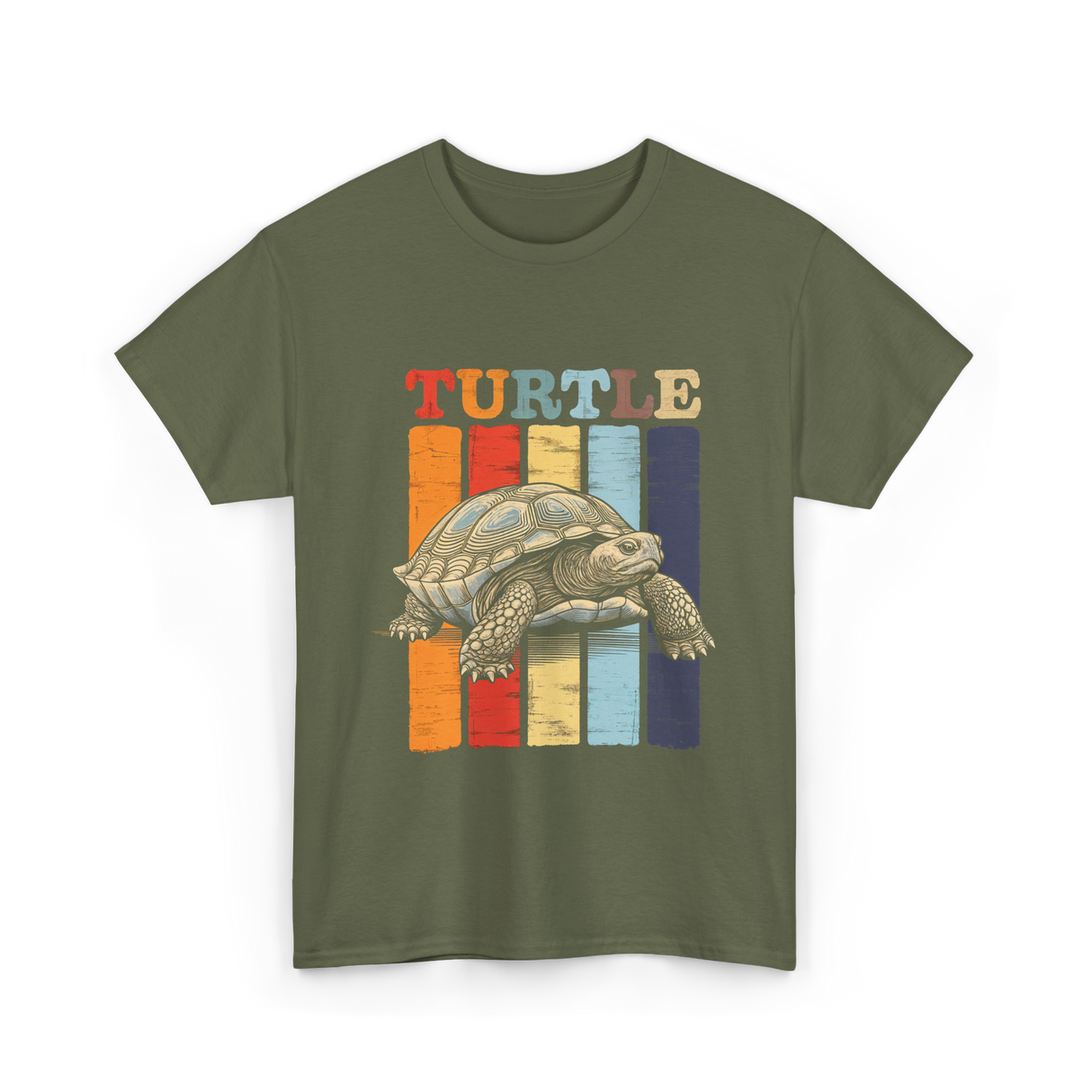 Turtle Retro Turtle T-Shirt - Military Green