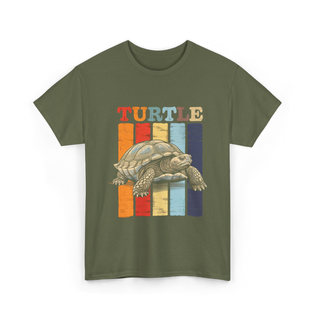 Turtle Retro Turtle T-Shirt - Military Green