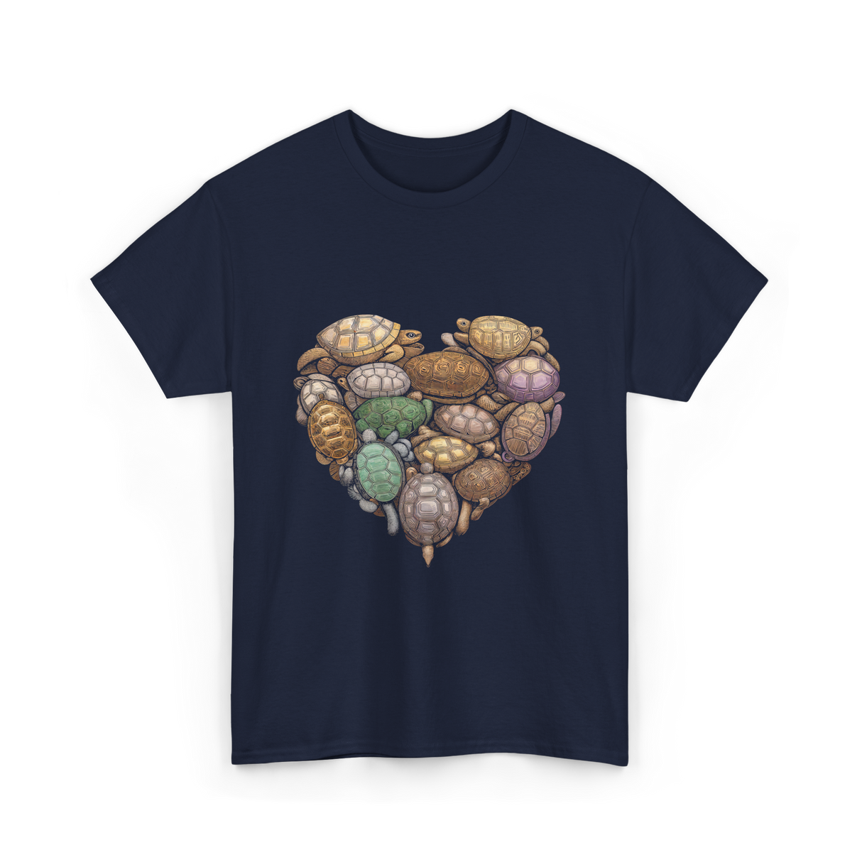 Turtles Heart Ocean Animals T-Shirt - Navy