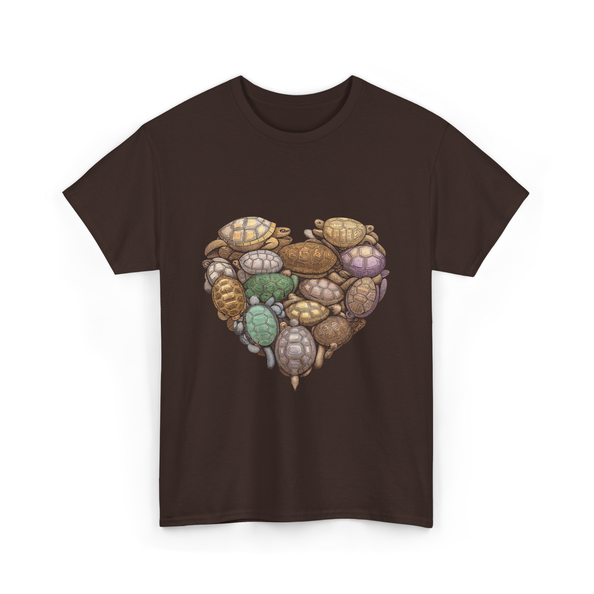 Turtles Heart Ocean Animals T-Shirt - Dark Chocolate