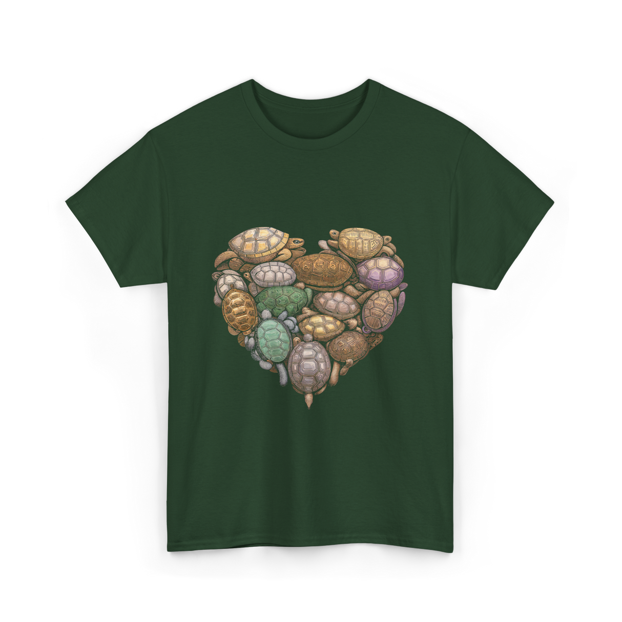 Turtles Heart Ocean Animals T-Shirt - Forest Green