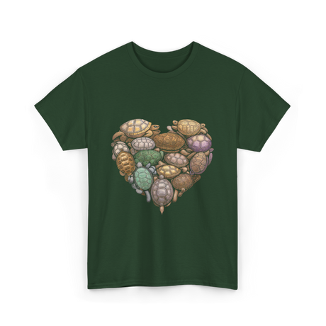 Turtles Heart Ocean Animals T-Shirt - Forest Green