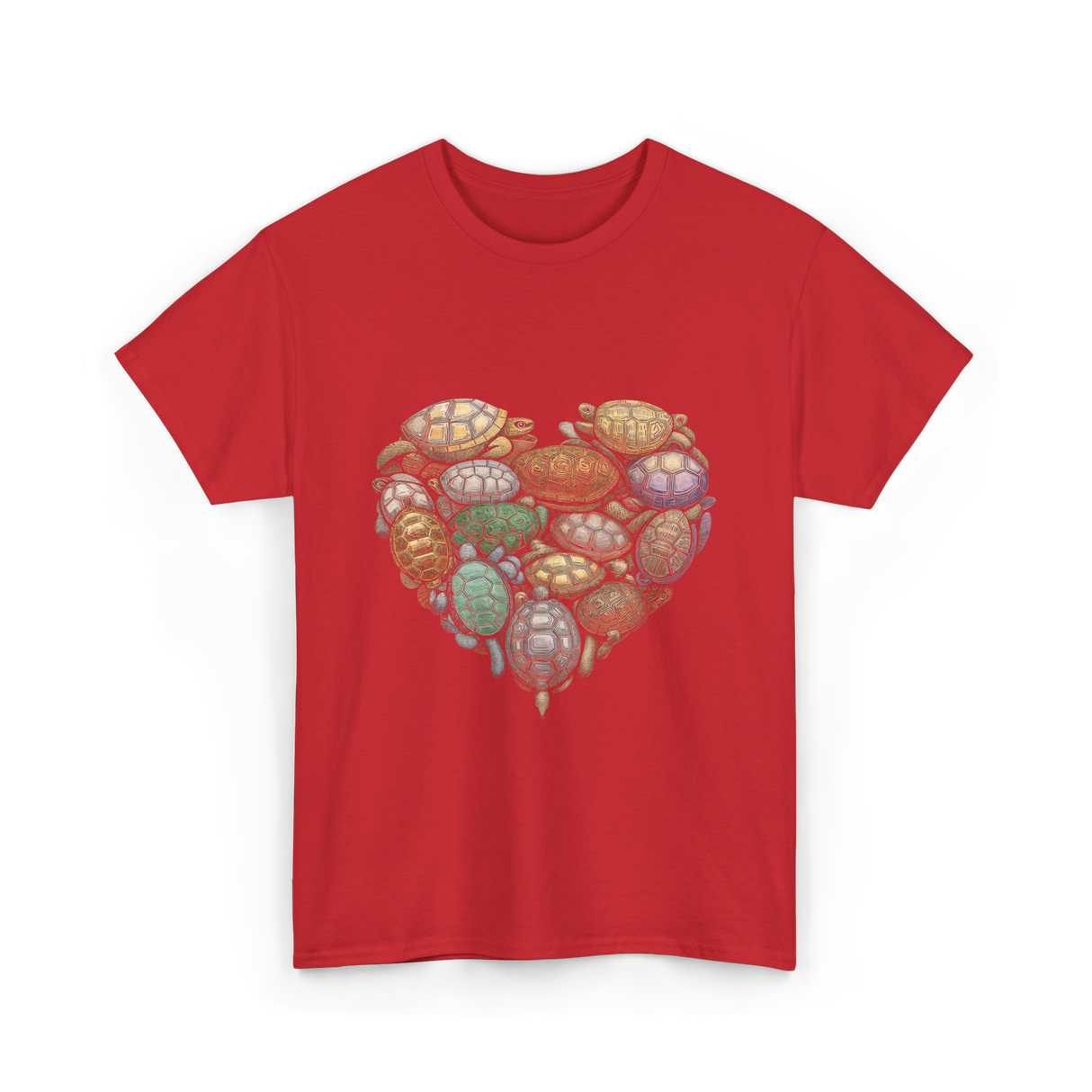 Turtles Heart Ocean Animals T-Shirt - Red