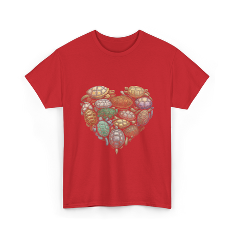 Turtles Heart Ocean Animals T-Shirt - Red