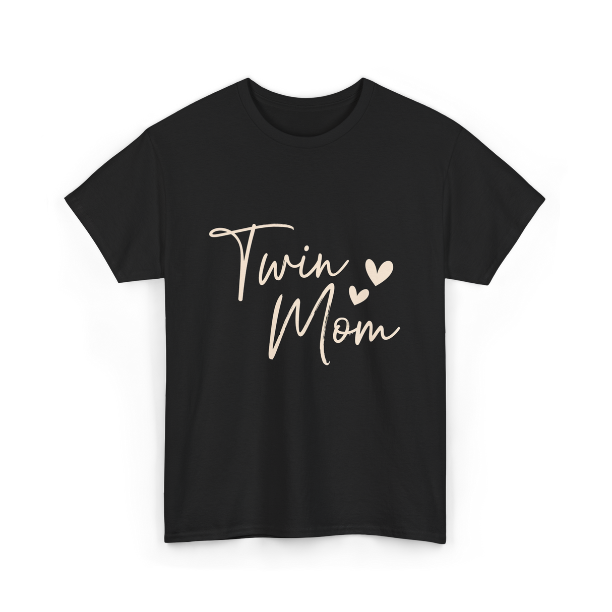 Twin Mom Hearts Mom T-Shirt - Black