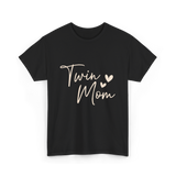 Twin Mom Hearts Mom T-Shirt - Black