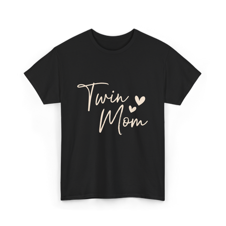 Twin Mom Hearts Mom T-Shirt - Black