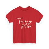 Twin Mom Hearts Mom T-Shirt - Red