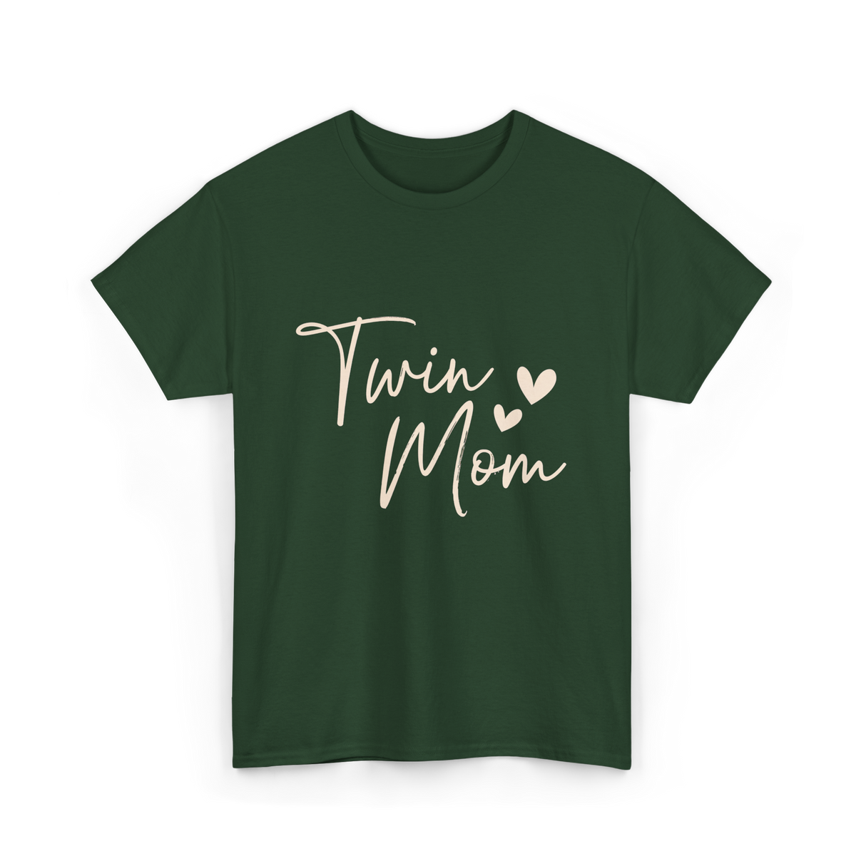 Twin Mom Hearts Mom T-Shirt - Forest Green