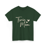 Twin Mom Hearts Mom T-Shirt - Forest Green