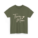 Twin Mom Hearts Mom T-Shirt - Military Green