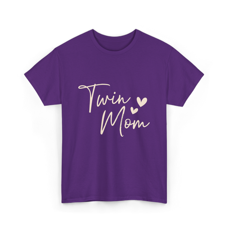 Twin Mom Hearts Mom T-Shirt - Purple