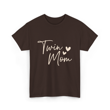 Twin Mom Hearts Mom T-Shirt - Dark Chocolate