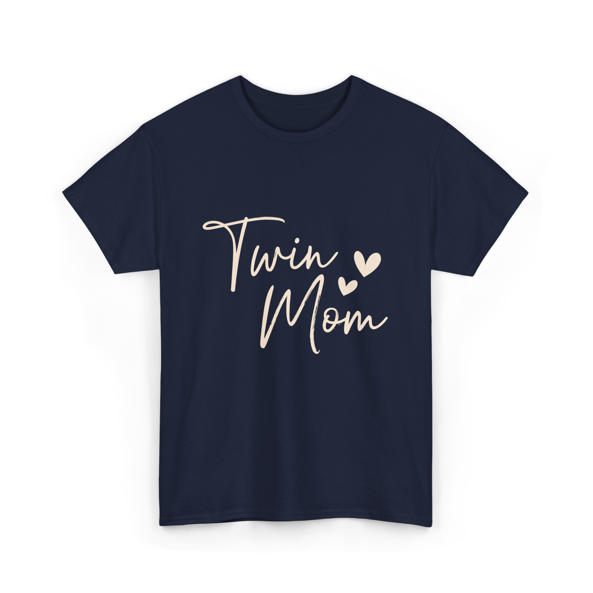 Twin Mom Hearts Mom T-Shirt - Navy