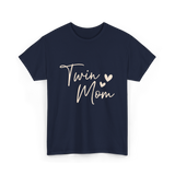 Twin Mom Hearts Mom T-Shirt - Navy