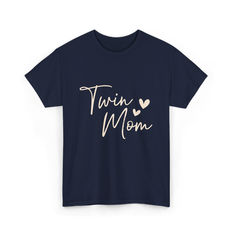 Twin Mom Hearts Mom T-Shirt - Navy