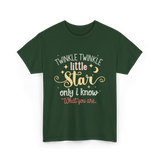 Twinkle Twinkle Little Star Gender Reveal T-Shirt - Forest Green