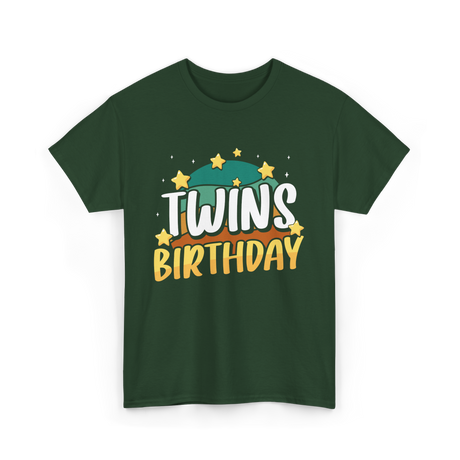 Twins Birthday Celebration Twins T-Shirt - Forest Green