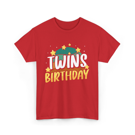 Twins Birthday Celebration Twins T-Shirt - Red